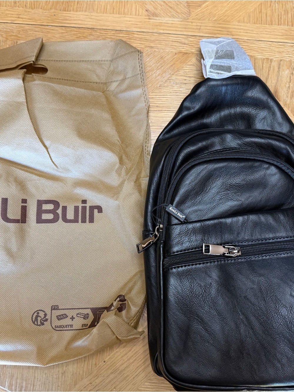 Black Faux Leather Sling Bag for Men/Women Unisex